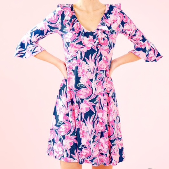 Lilly Pulitzer Dresses & Skirts - FLAMINGO FIT & FLARE DRESS LILY PULITZER STIRLING